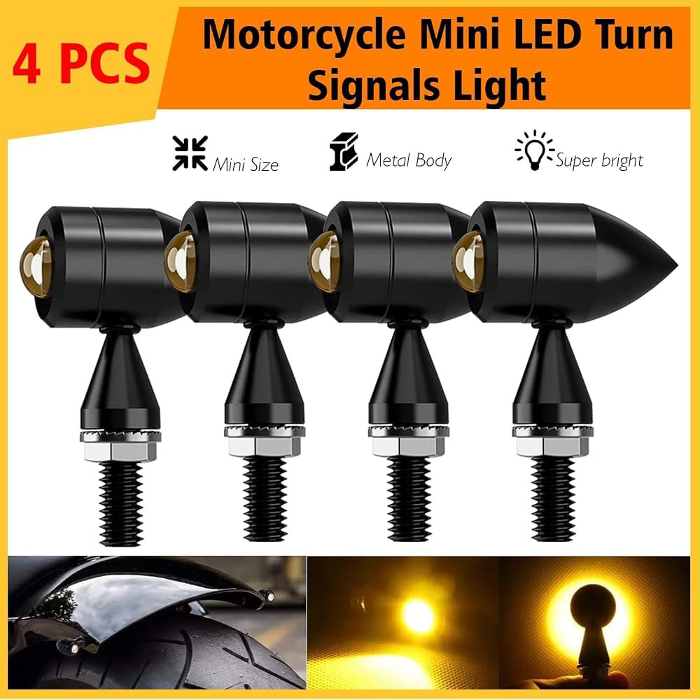 Mini Jet Bullet LED Turn Signal Lights for Motorcycle (Set of 4 Pcs)